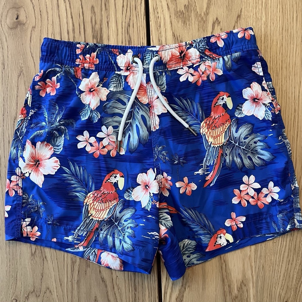 Abercrombie Fitch Hawaiian Bermuda Swim Board Shorts Trunk Parrot Mens S FLAW